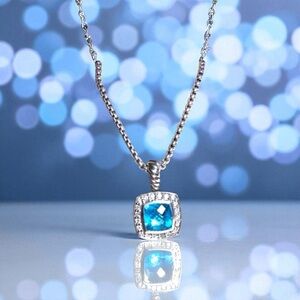 David Yurman Silver Necklace with Blue Gemstone